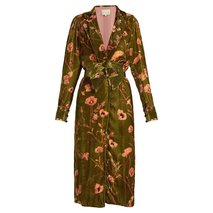 Florari Floral-print belted kimono dress 