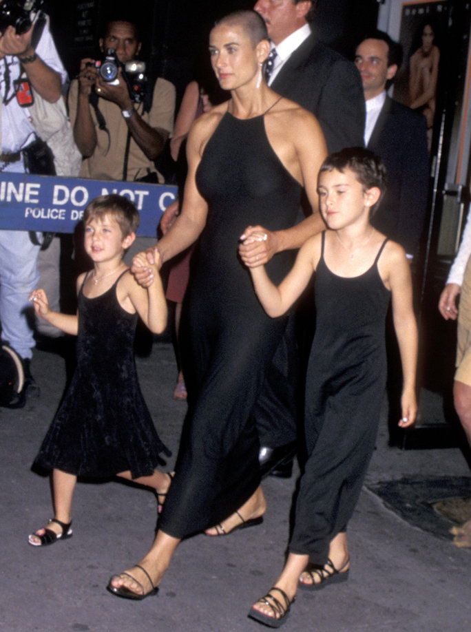 Demi Moore with Scout and Rumer Willis, June 1996 