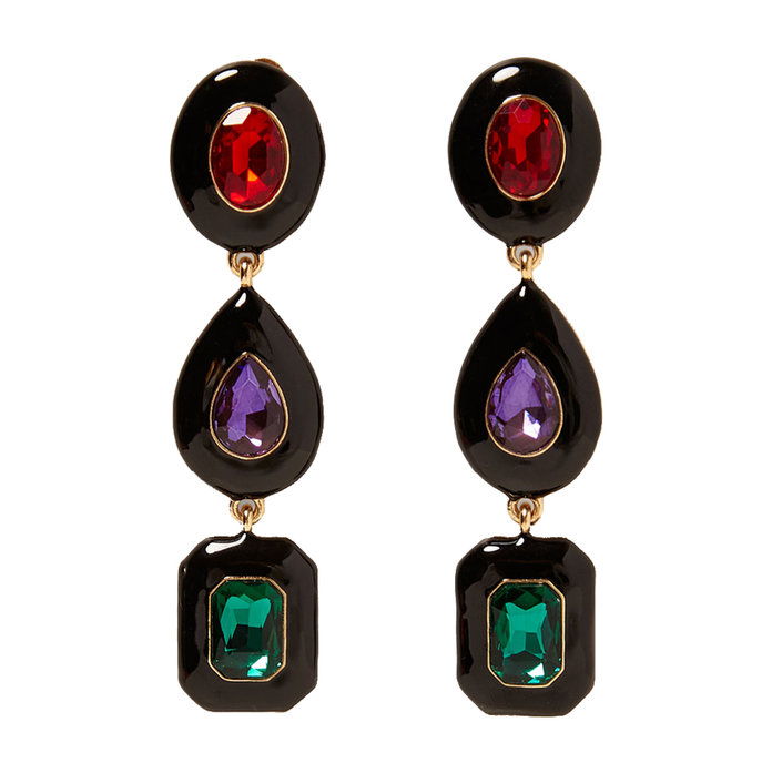 लंबा Earrings With Colored Gems 