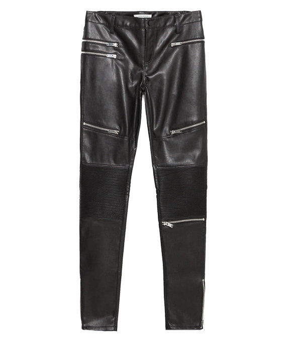 ज़रा Faux-Leather Biker Trousers 