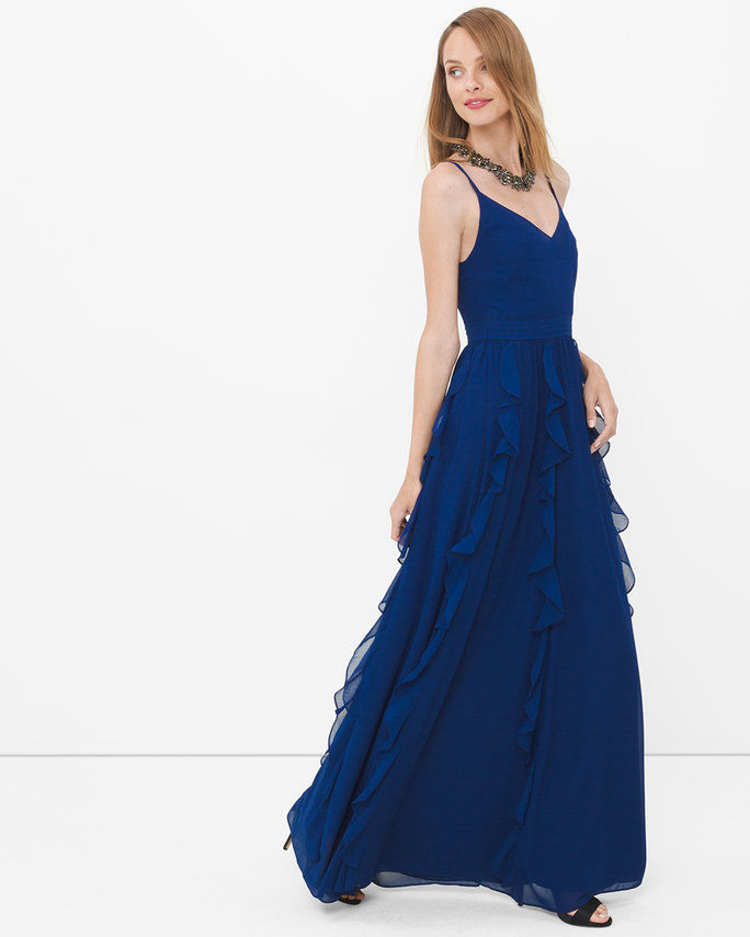 नीला Ruffled Gown 
