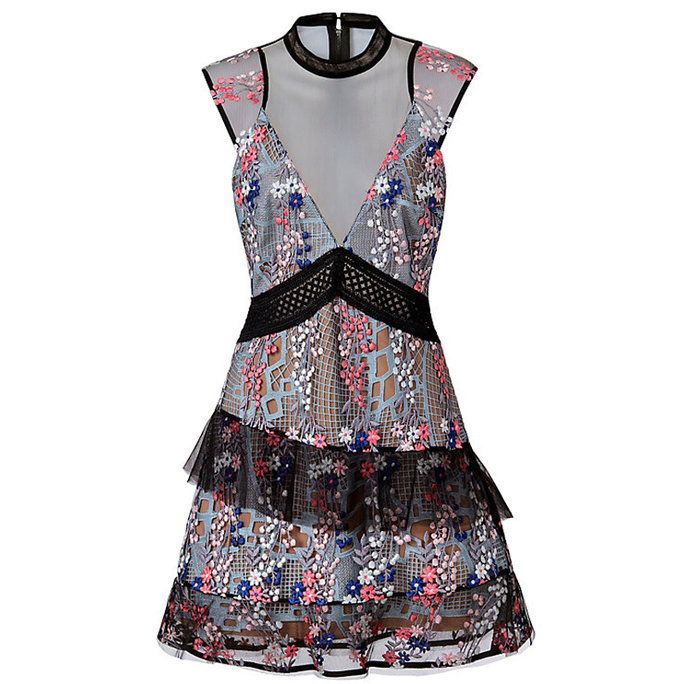 आत्म चित्र Overlay Lace Mini Dress