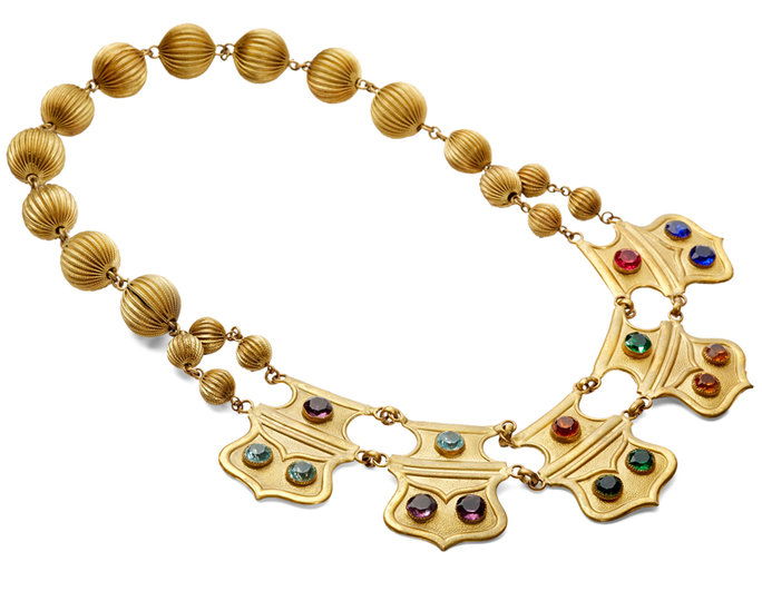 स्वर्णिम स्वर Shield with Gems Necklace