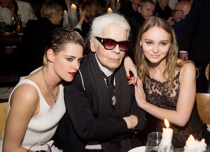 คริสเต Stewart, Karl Lagerfeld, and Lily-Rose Depp