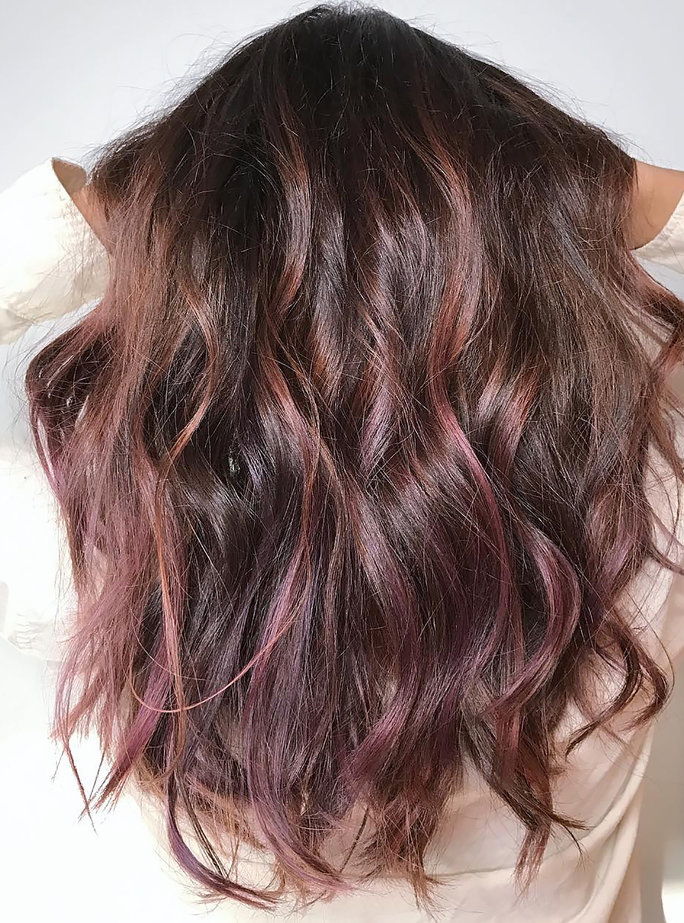 चॉकलेट-चमकीला गुलाबी रंग Hair 