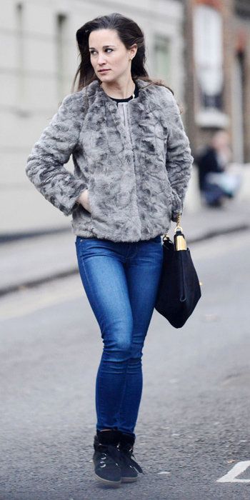 पिप्पा Best Outfits - faux fur jacket by French Connection