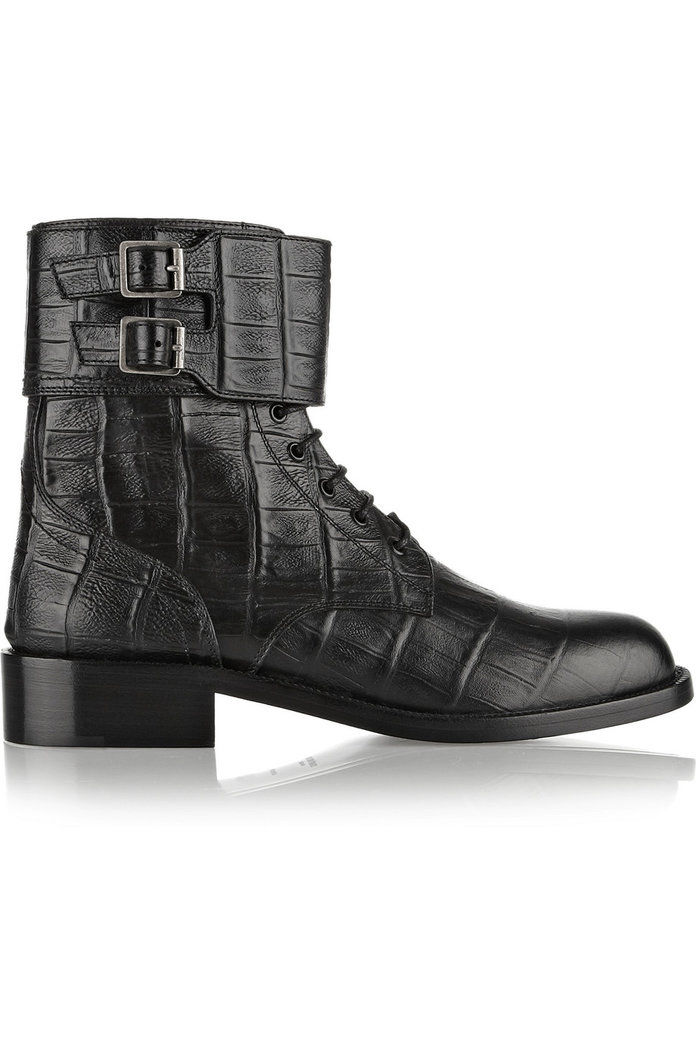 संत Laurent Patti croc-effect leather ankle boots