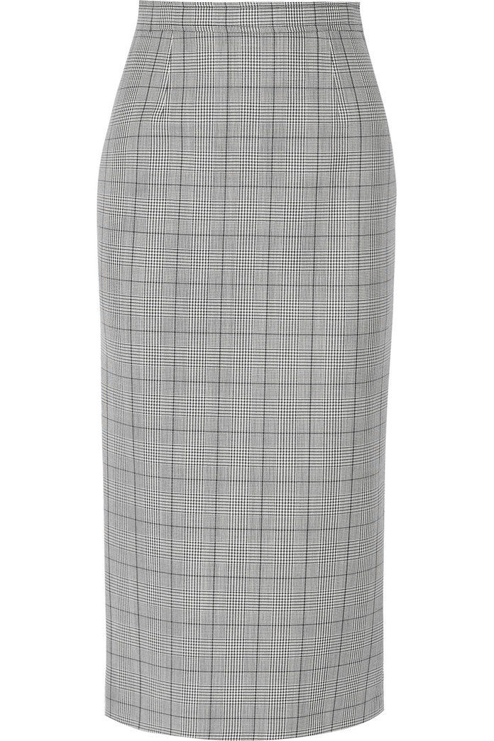 मिऊ Miu Glen plaid wool and mohair-blend pencil skirt