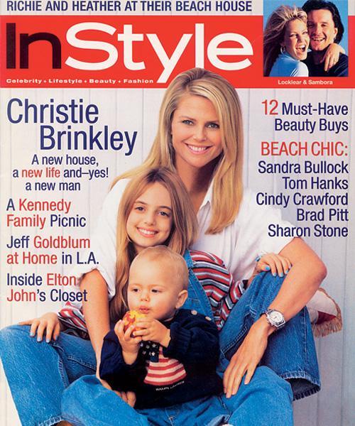 स्टाइल में Covers - July 1996, Christie Brinkley, daughter Alexa Ray, and son Jack