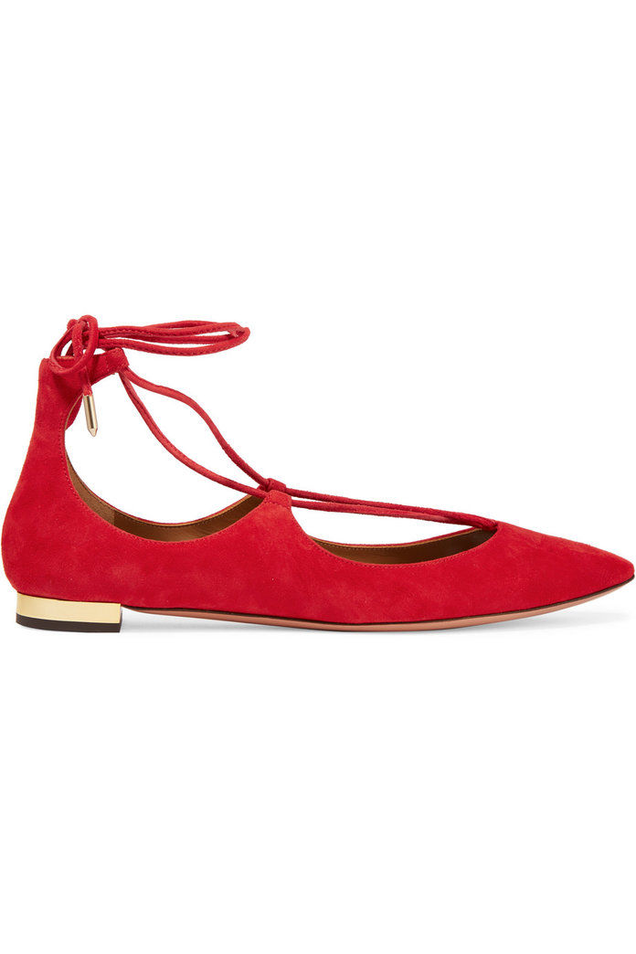 Aquazzura Christy suede point-toe flats