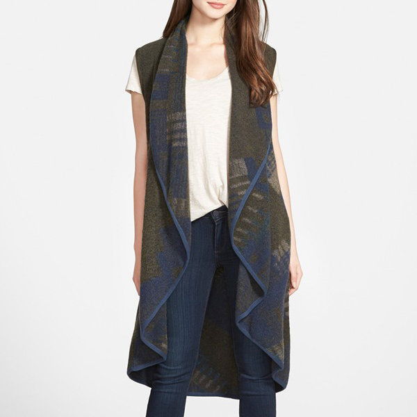 Nic + Zoe Plush Jacquard Long Vest