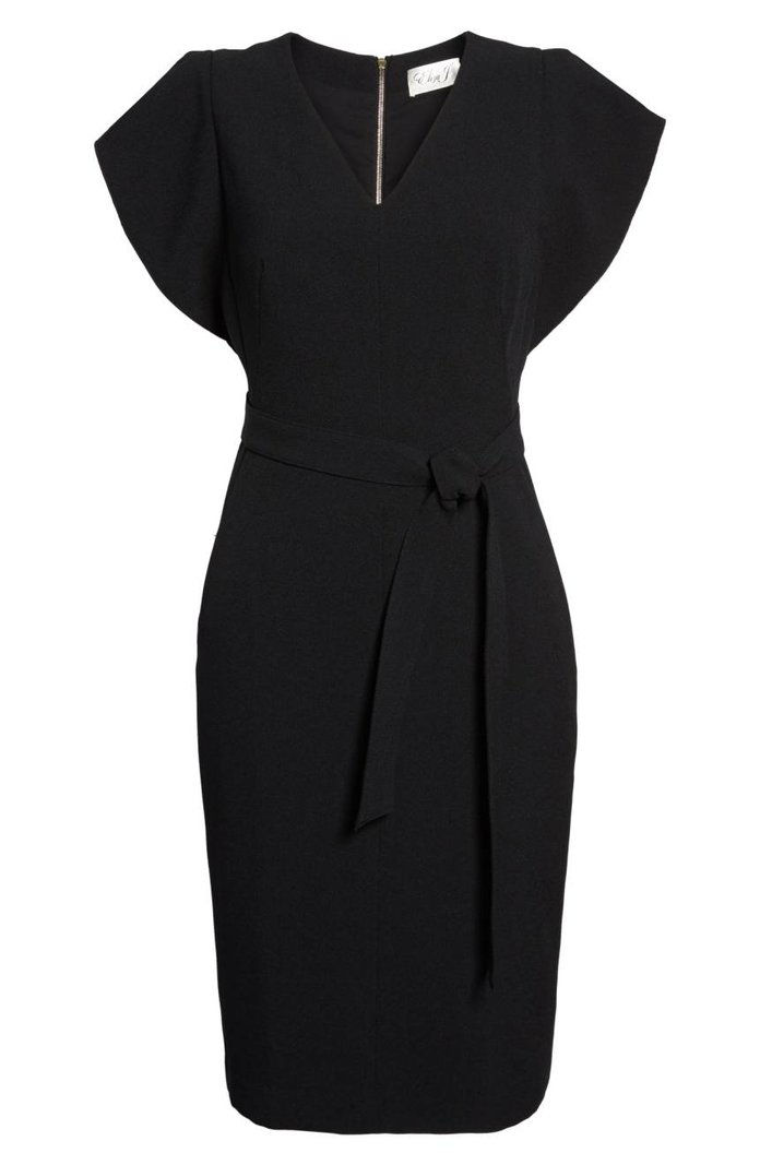 एलिजा J Ruffle Sleeve Sheath Dress