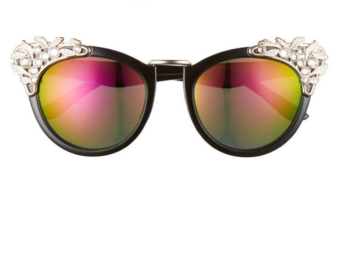 लिथ 53mm Crystal Embellished Cat Eye Sunglasses