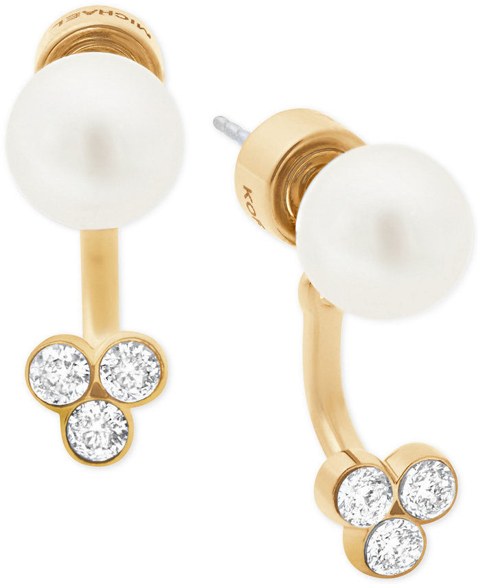 माइकल Kors Imitation Pearl & Crystal Front-Back Earrings