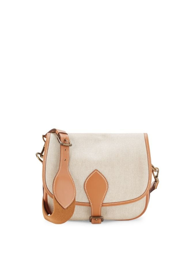 विंटेज Brown Small Toile Crossbody Bag