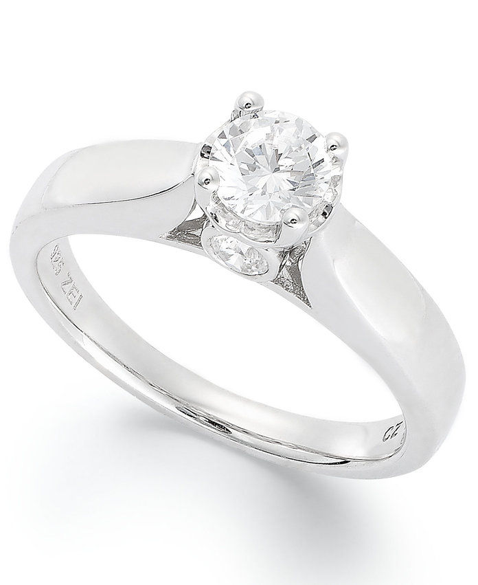 मैसी's Diamond Engagement Ring in 14k White Gold