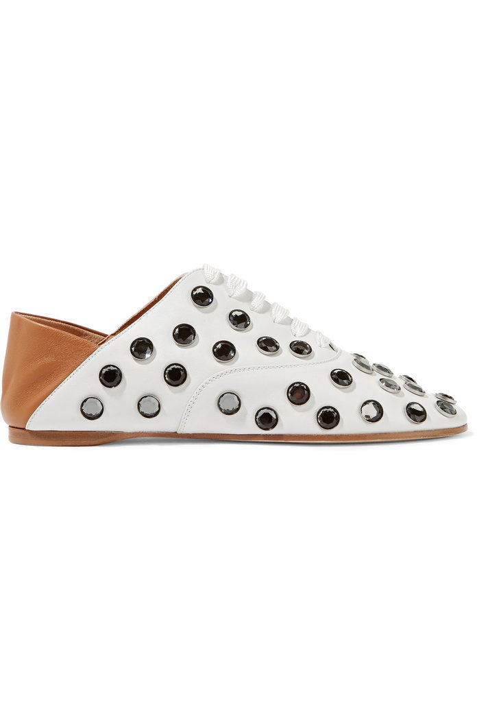 มิกะ crystal-embellished leather loafers