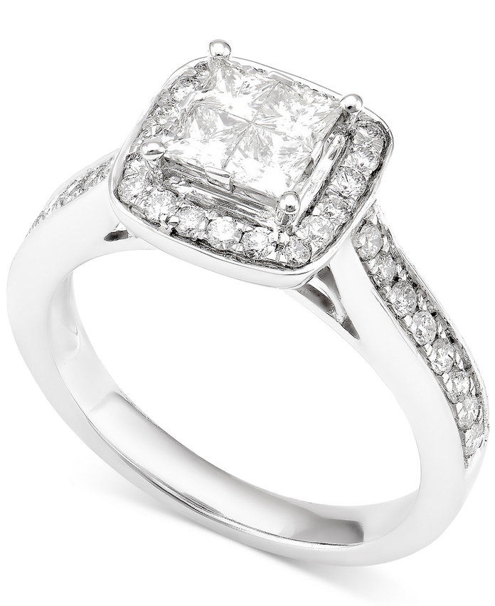 मैसी's Diamond Quad Cluster Halo Engagement Ring