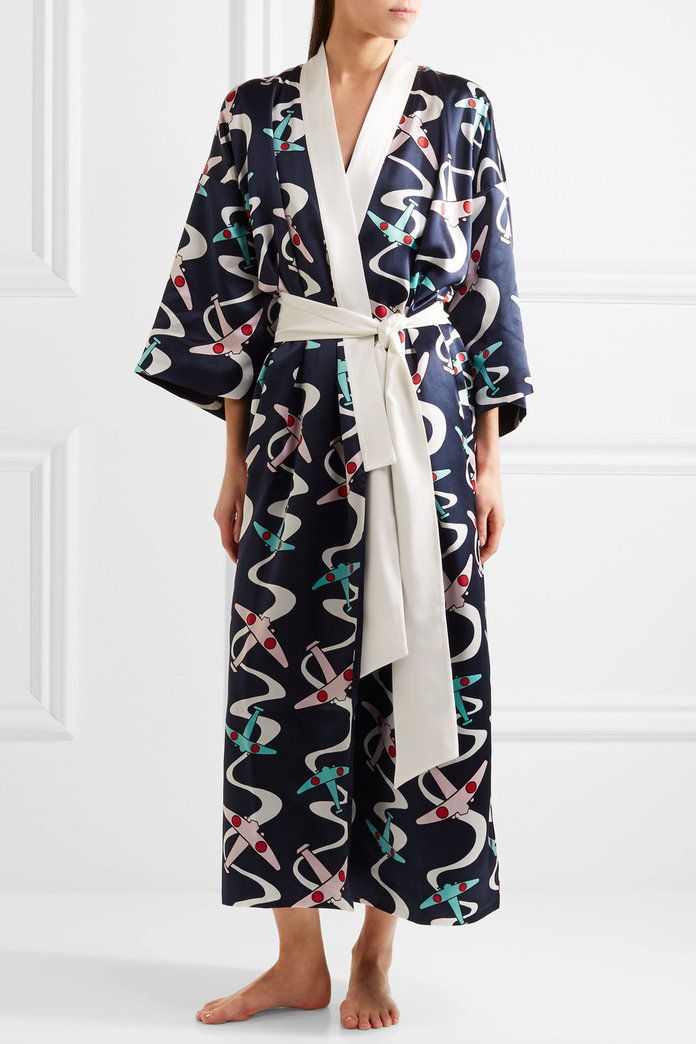 ओलिविया VON HALLE Queenie Amelia printed silk-satin robe