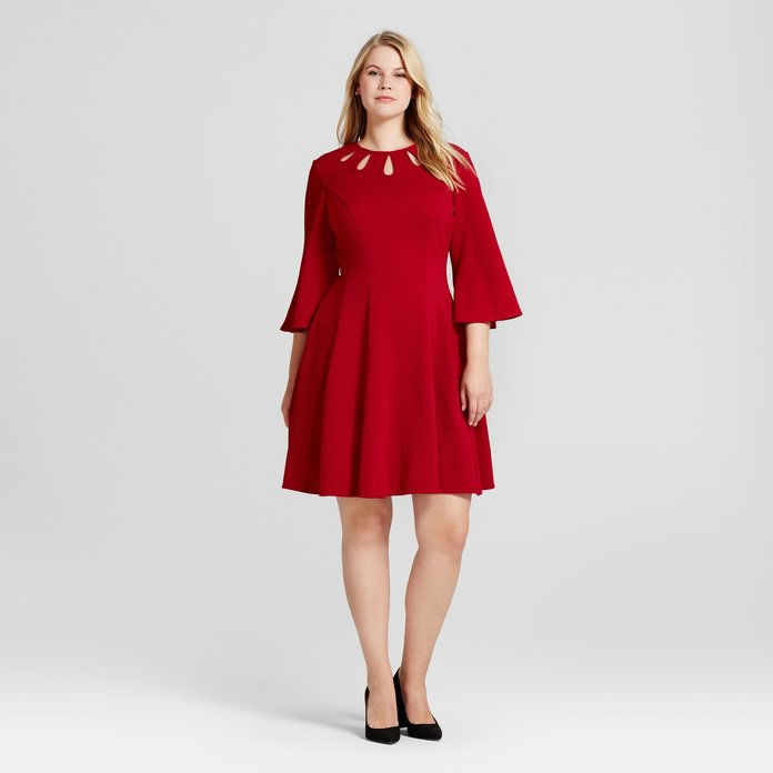 Melonie T Sleeve Fit and Flare A Line Dress