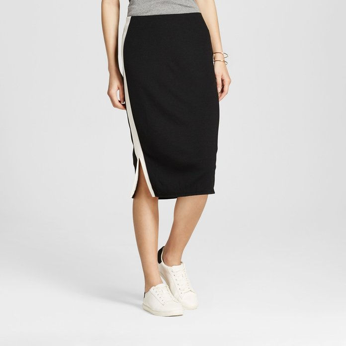 पक्ष Striped Midi Skirt