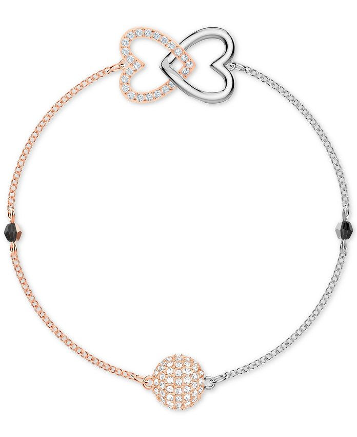 โภชนาการ Two-Tone Crystal Interlinking Heart Magnetic Flex Bracelet