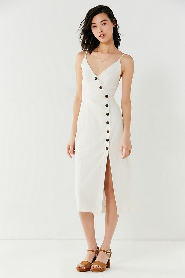 सफेद Linen Dress 
