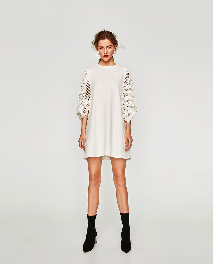 ज़रा DRESS WITH CHUNKY KNIT SLEEVES