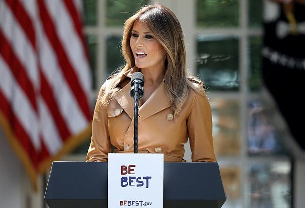 प्रथम Lady Melania Trump Speaks On The Launch Of Her Initiatives In The Rose Garden Of White House