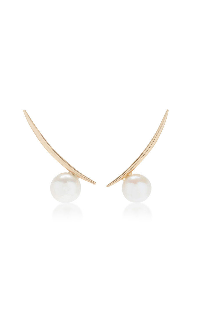 14 K Gold Pearl Earrings