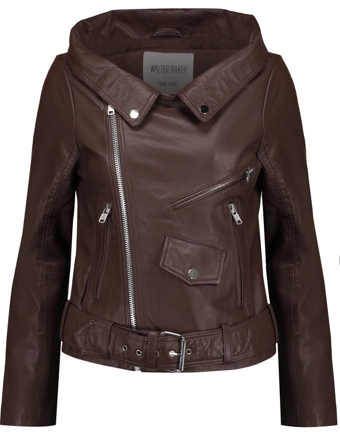 भूरा leather jacket