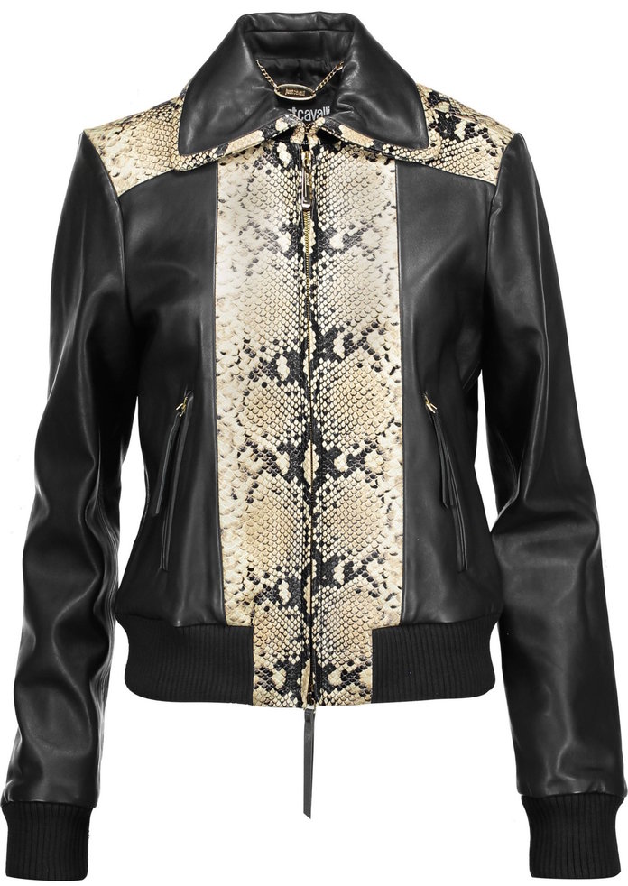 साँप print leather jacket